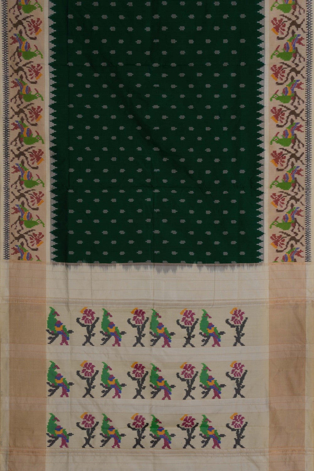 Image of Pochampally Ikat Silk Green Saree